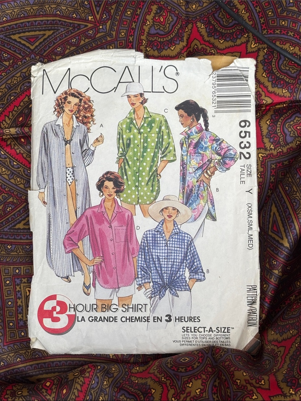 McCall's Women's Swim Big Shirt Cover-Up in Pink and Blue Options